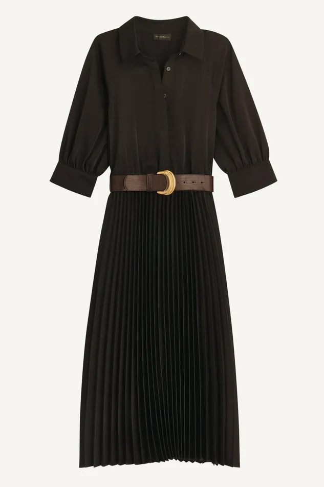 Women Dresses And Jumpsuits Donna Karan PLEATED SHIRT DRESS Black