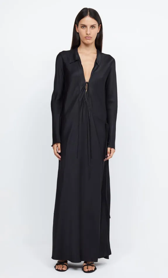 Women Dresses Bec Bridge EMERY LONG SLEEVE TIE MAXI DRESS Black