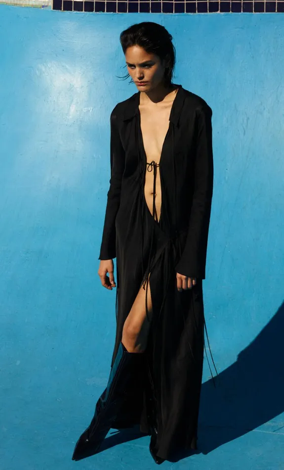Women Dresses Bec Bridge EMERY LONG SLEEVE TIE MAXI DRESS Black