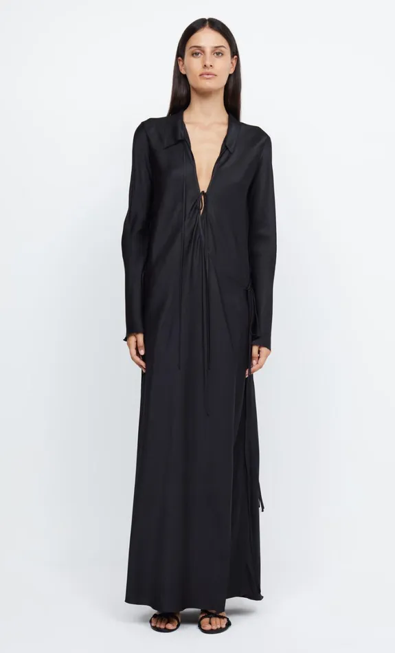 Women Dresses Bec Bridge EMERY LONG SLEEVE TIE MAXI DRESS Black