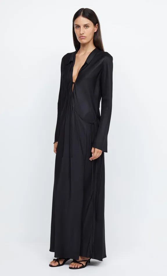 Women Dresses Bec Bridge EMERY LONG SLEEVE TIE MAXI DRESS Black