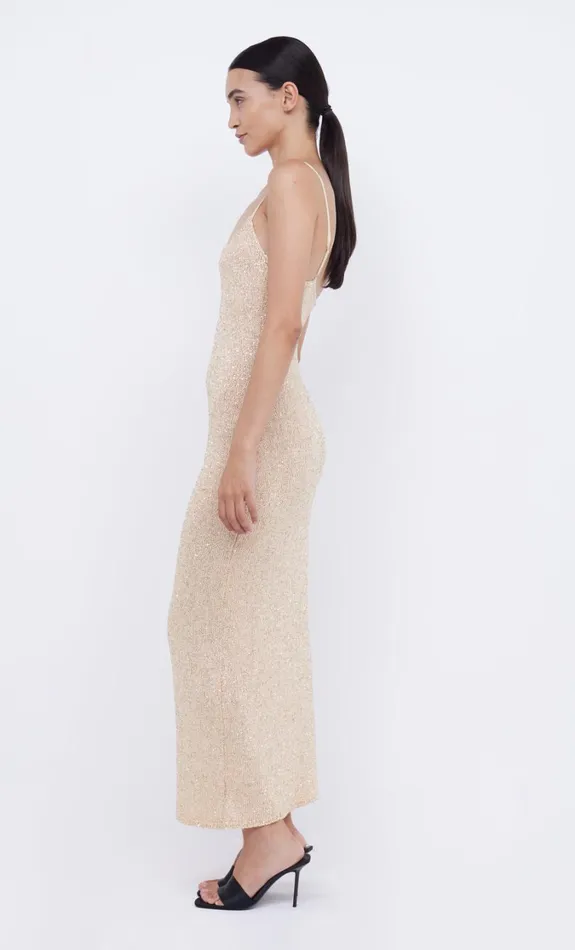 Women Dresses Bec Bridge SADIE SEQUIN KNIT SLIP DRESS Gold