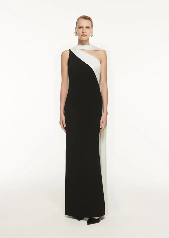 Women Dresses Roland Mouret Asymmetric Satin Sash Maxi Dress