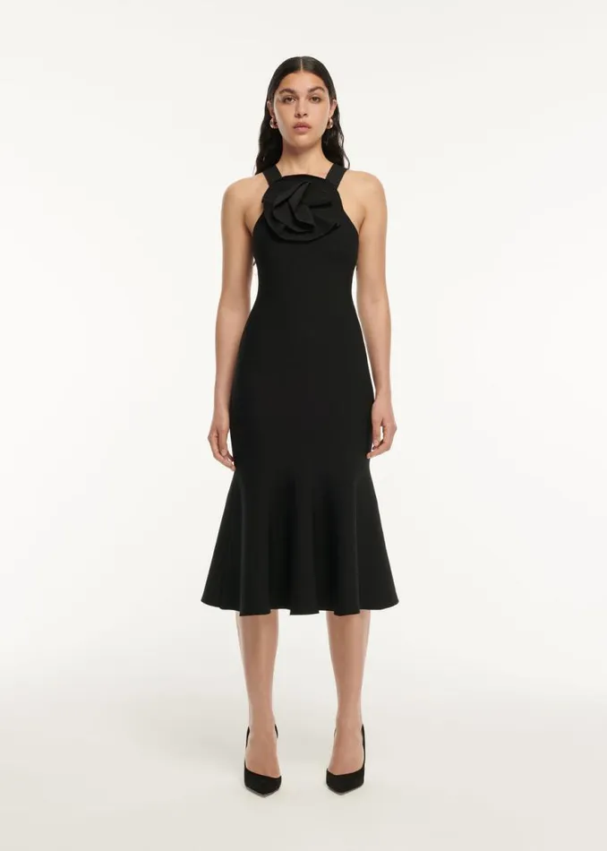 Women Dresses Roland Mouret Knit Flower Detail Midi Dress