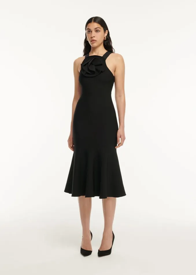 Women Dresses Roland Mouret Knit Flower Detail Midi Dress