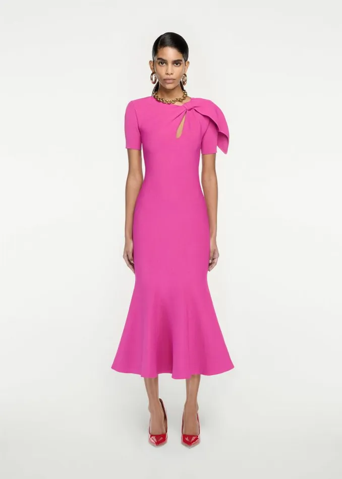 Women Dresses Roland Mouret Short Sleeve Knit Midi Dress