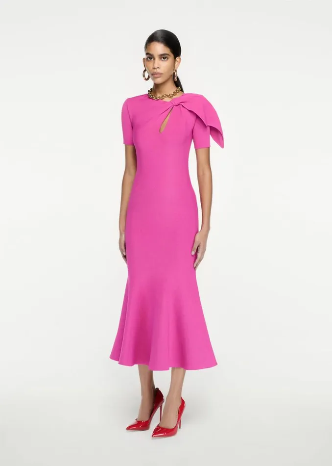 Women Dresses Roland Mouret Short Sleeve Knit Midi Dress