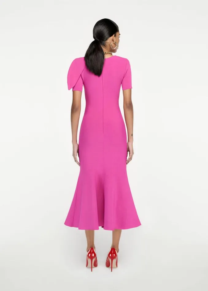 Women Dresses Roland Mouret Short Sleeve Knit Midi Dress