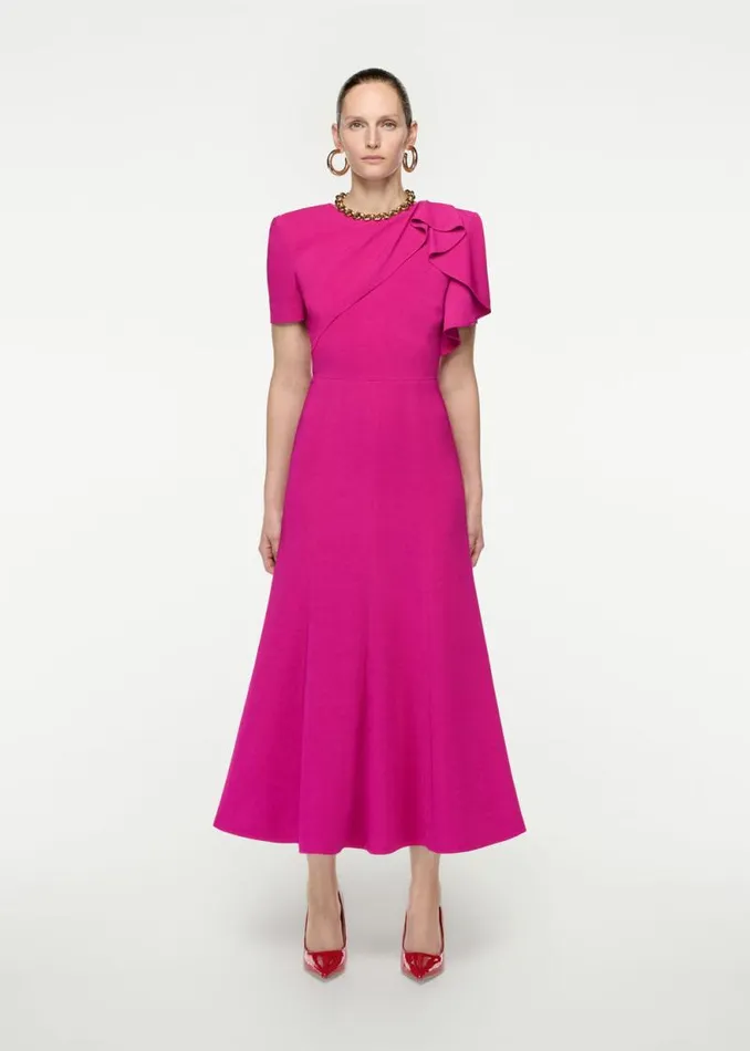 Women Dresses Roland Mouret Short Sleeve Stretch Cady Midi Dress