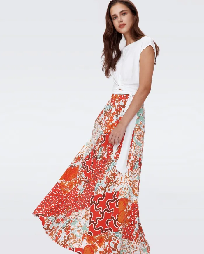 Women Florencia Skirt Solstice Flags Red DVF Skirts