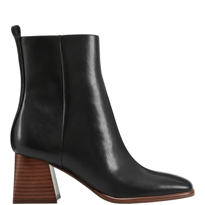 Women Floria Square Toe Bootie Black Leather Marc Fisher Casual Boots