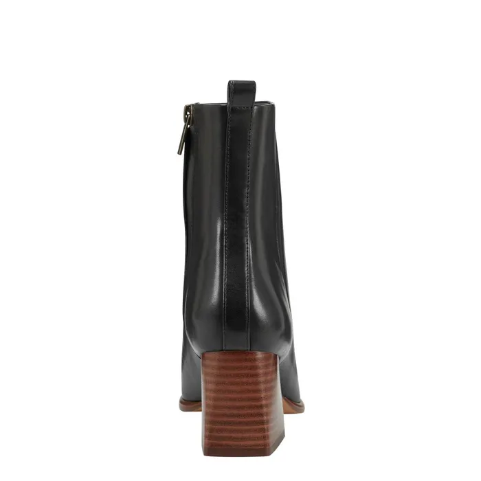 Women Floria Square Toe Bootie Black Leather Marc Fisher Casual Boots