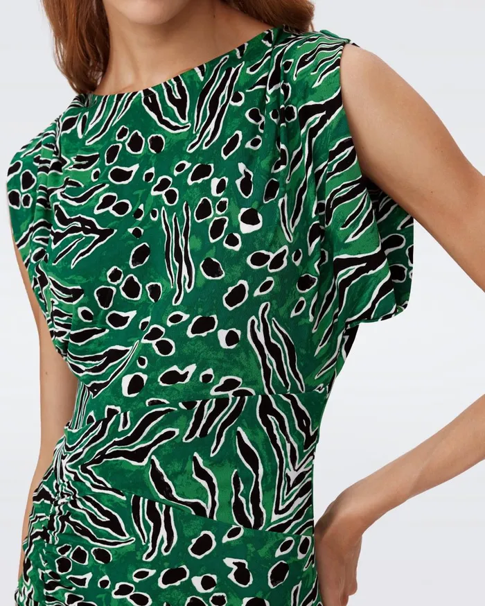 Women Gertrude Dress Huge Water Tiger Green DVF Dresses