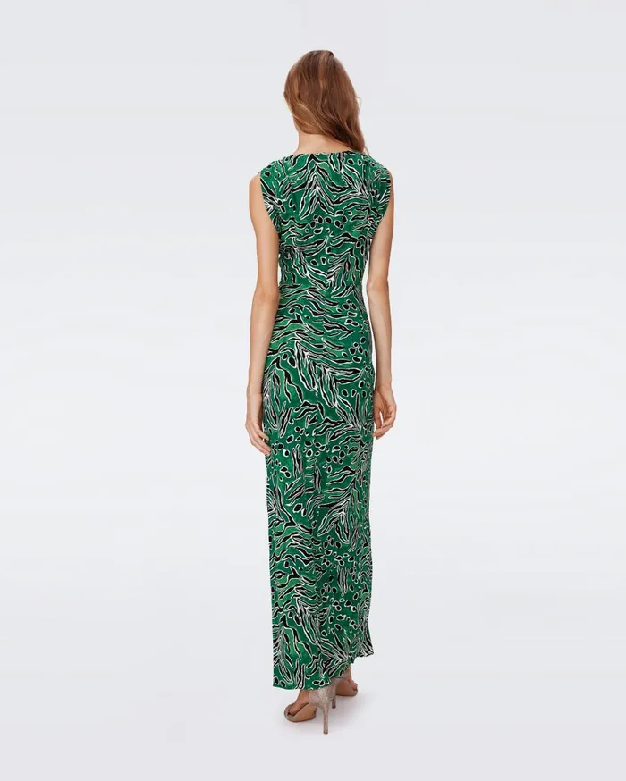 Women Gertrude Dress Huge Water Tiger Green DVF Dresses
