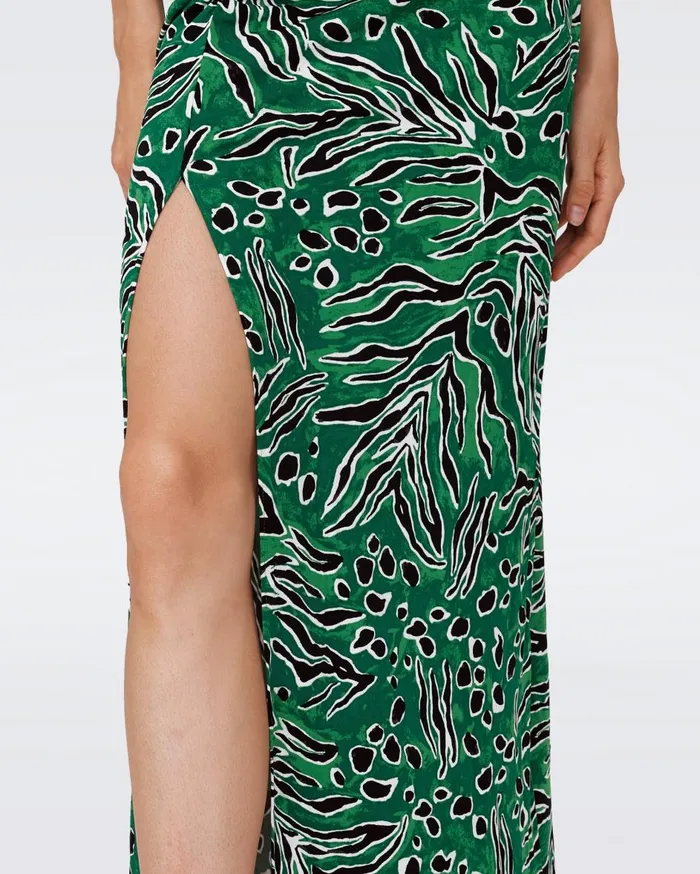 Women Gertrude Dress Huge Water Tiger Green DVF Dresses