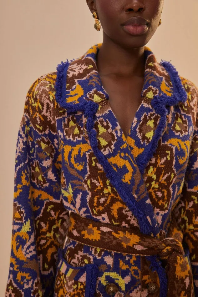 Women Glam Tapestry Knit Blazer Glam Tapestry Blue FARM Rio Blazers