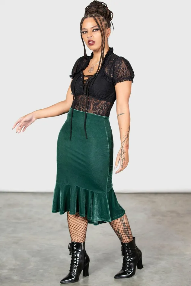Women Going Out Killstar Drusilla Midi Skirt GREEN