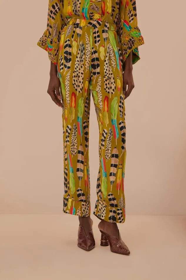 Women Green Amazon Feathers Pajama Pants Amazon Feathers Green FARM Rio Pants