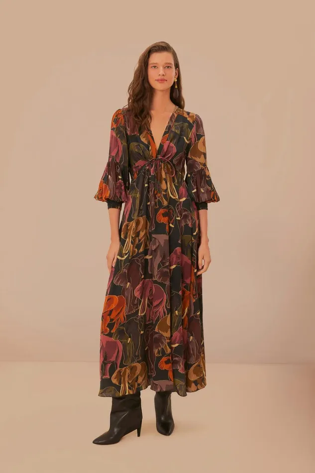 Women Green Elephants Maxi Dress Elephants Green FARM Rio Maxi Dresses