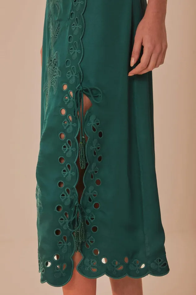 Women Green Richelieu Midi Skirt Green FARM Rio Skirts
