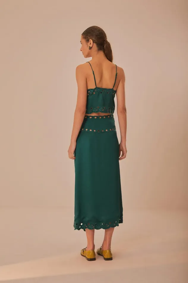 Women Green Richelieu Midi Skirt Green FARM Rio Skirts