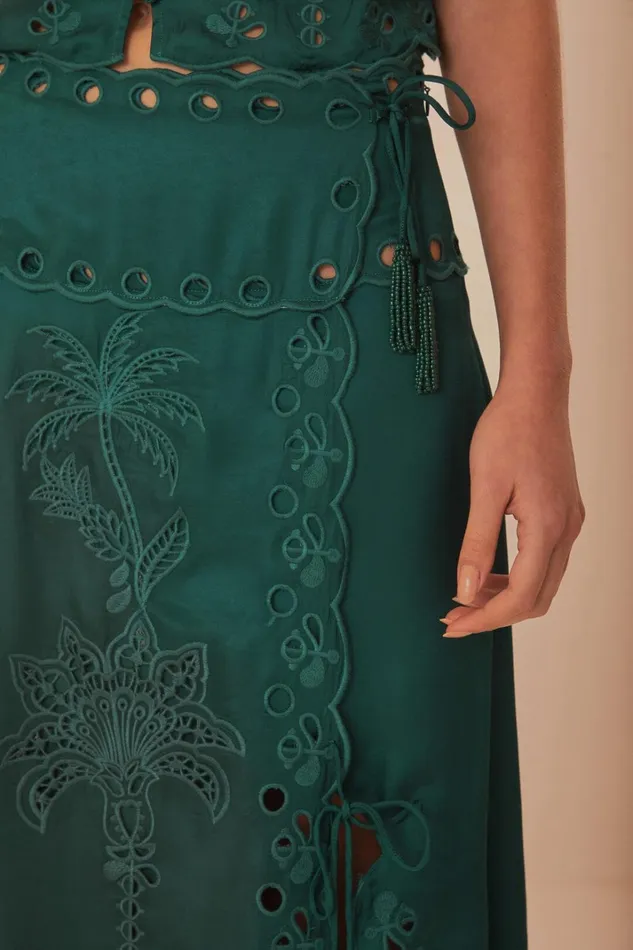 Women Green Richelieu Midi Skirt Green FARM Rio Skirts