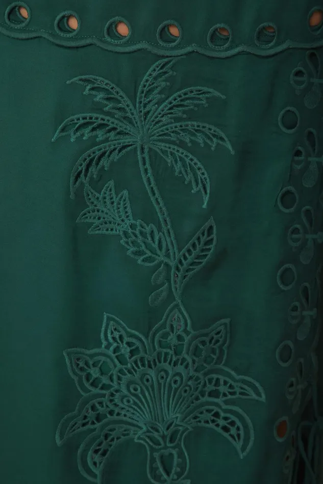 Women Green Richelieu Midi Skirt Green FARM Rio Skirts