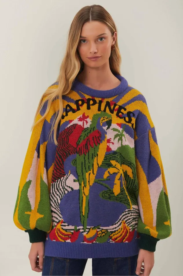 Women Happiness Sweater Multi FARM Rio Sweaters and Sweatshirts