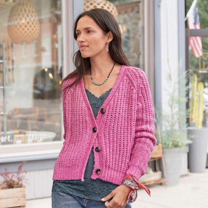 Women Henrietta Cardigan Petite Soft Pink Sundance Catalog Sweaters