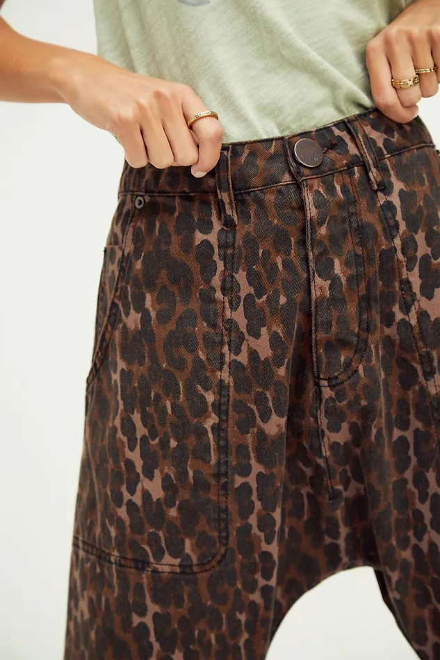 Women HighRise Jeans Free People OneTeaspoon Printed Sinners Jeans Bronze Leopard