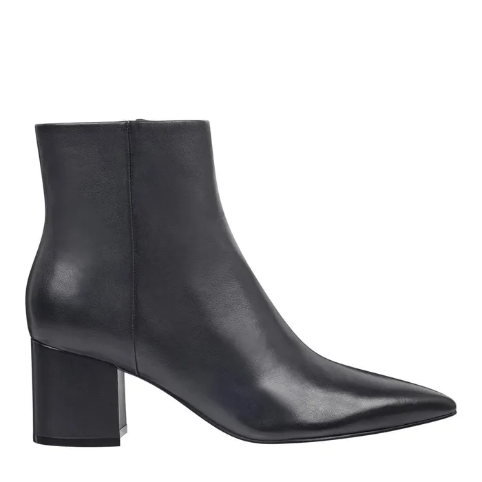 Women Jarli Pointy Ankle Bootie Black Leather Marc Fisher Dress Boots