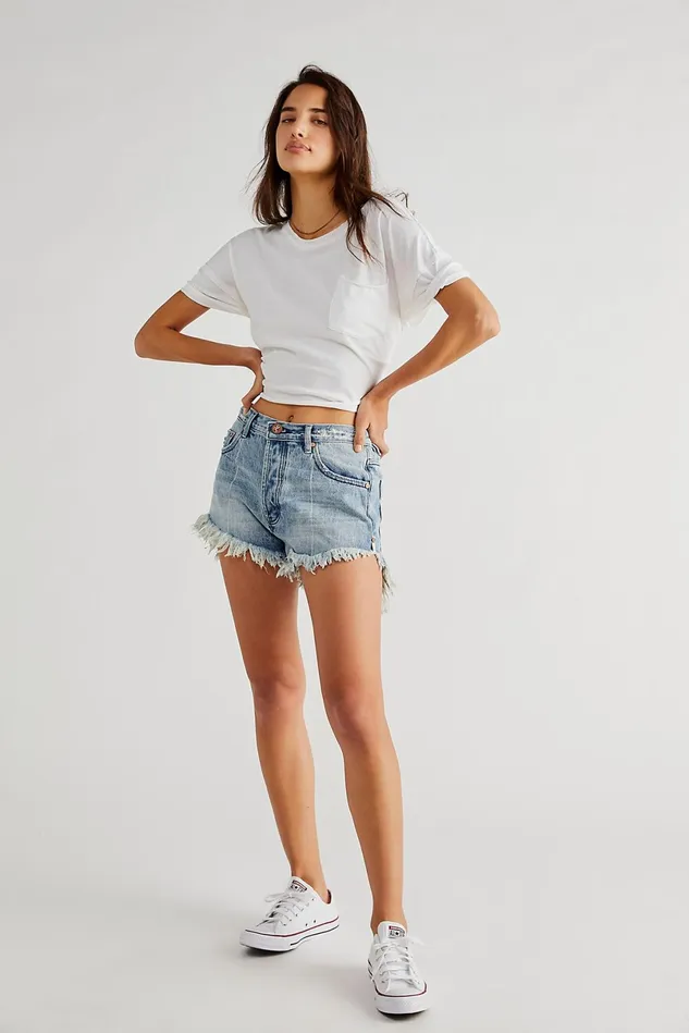Women Jean Shorts Free People OneTeaspoon Salty Dog Outlaws MidLength Denim Shorts Salty Dog