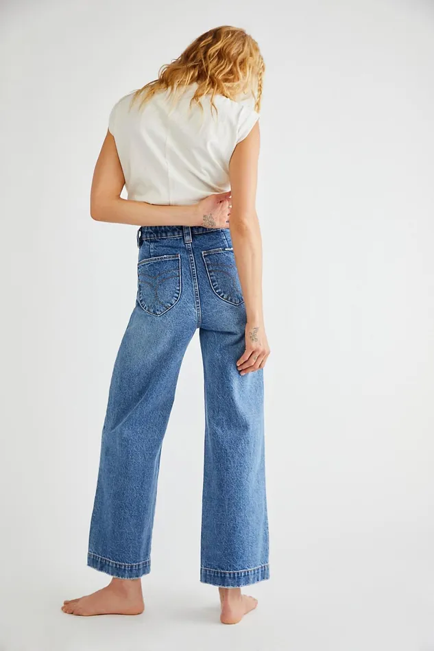 Women Jeans Free People Rollas Sailor Jeans Paris Blue