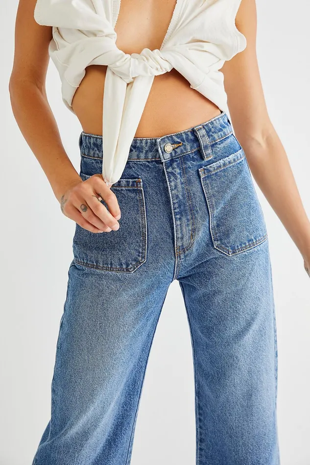 Women Jeans Free People Rollas Sailor Jeans Paris Blue