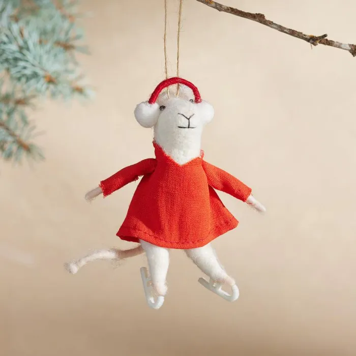 Women Joyous Mouse Skating Ornament Sundance Catalog Seasonal