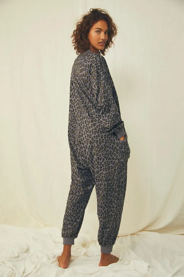 Women Jumpsuits Free People Printed Just Because Romper Charcoal Combo