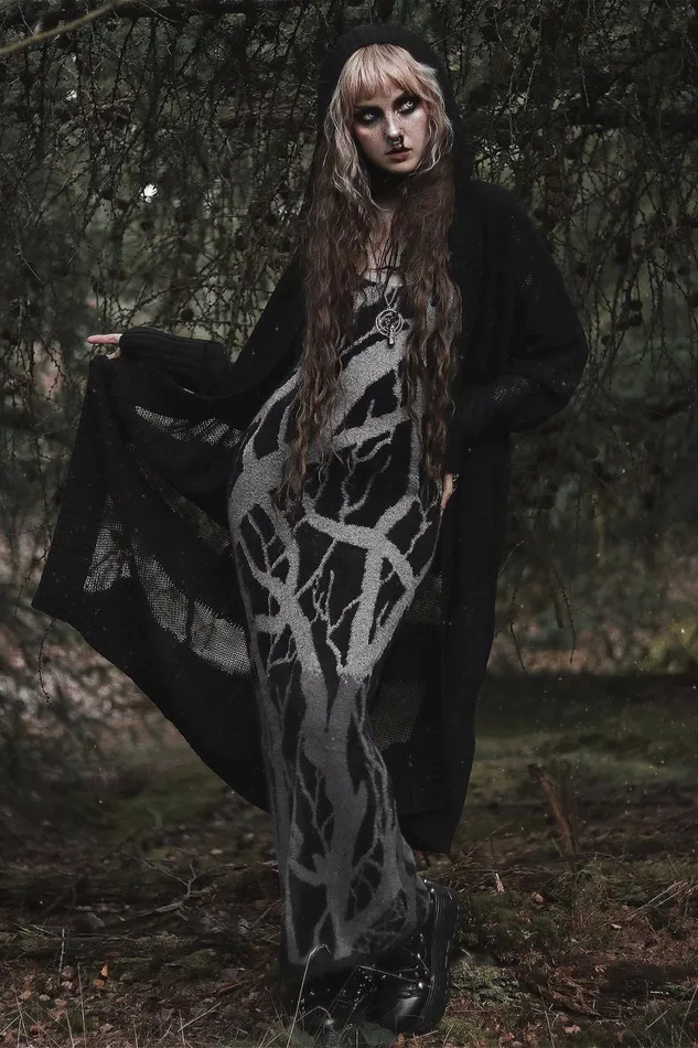Women Knitted Killstar Forest Knit Dress