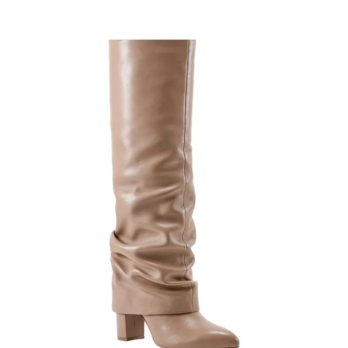Women Lalita Foldover Dress Boot Light Natural Leather Marc Fisher Boots