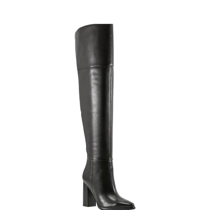 Women Lasli Over The Knee Boot Black Leather Marc Fisher OTK Boots