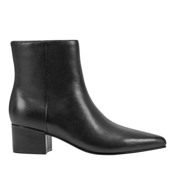 Women Leonna Ankle Bootie Black Leather Marc Fisher Boots and Booties