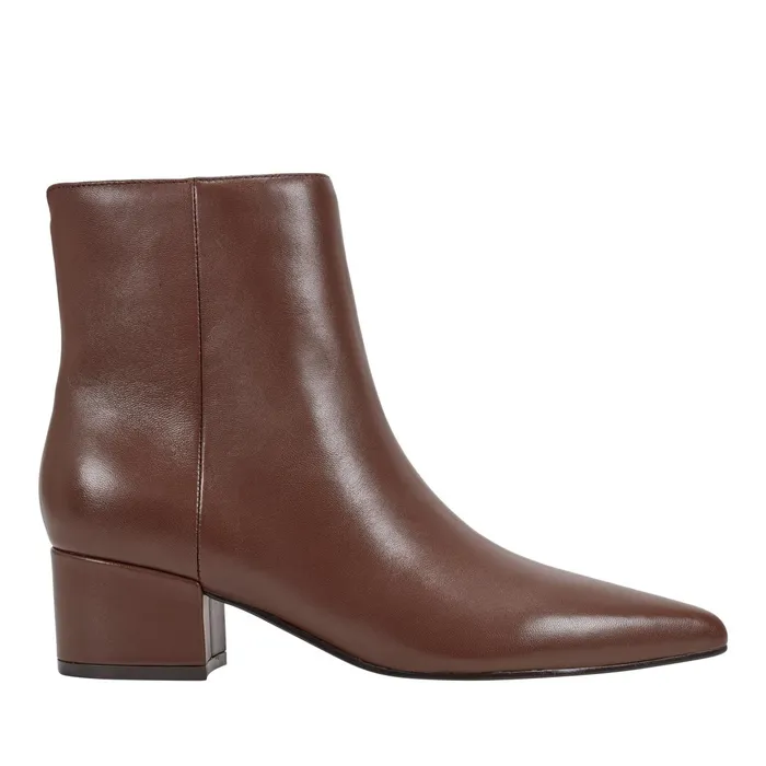 Women Leonna Ankle Bootie Dark Brown Leather Marc Fisher Boots and Booties