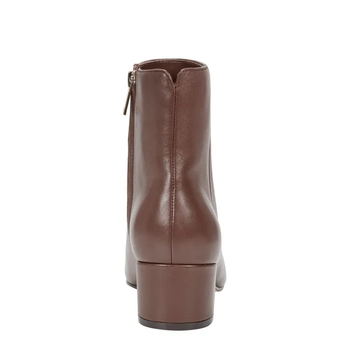 Women Leonna Ankle Bootie Dark Brown Leather Marc Fisher Boots and Booties