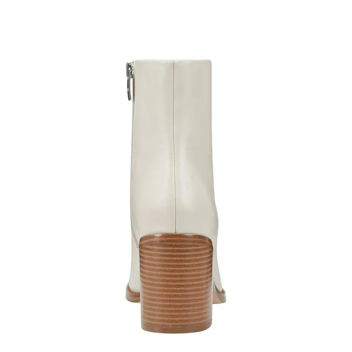Women Lianna Sqaure Toe Block Heel Dress Bootie Ivory Leather Marc Fisher Dress Boots