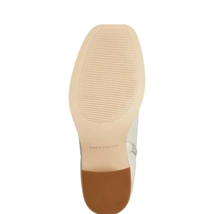 Women Lianna Sqaure Toe Block Heel Dress Bootie Ivory Leather Marc Fisher Dress Boots