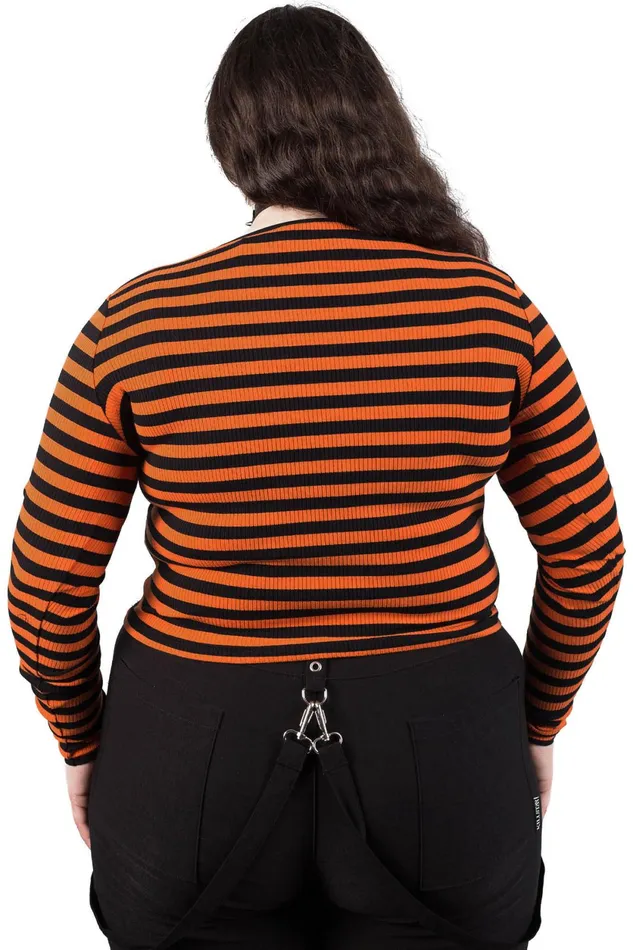 Women Long Sleeves Killstar Izora Ribbed Top PUMPKIN