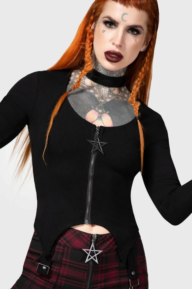 Women Long Sleeves Killstar Starcanum Top