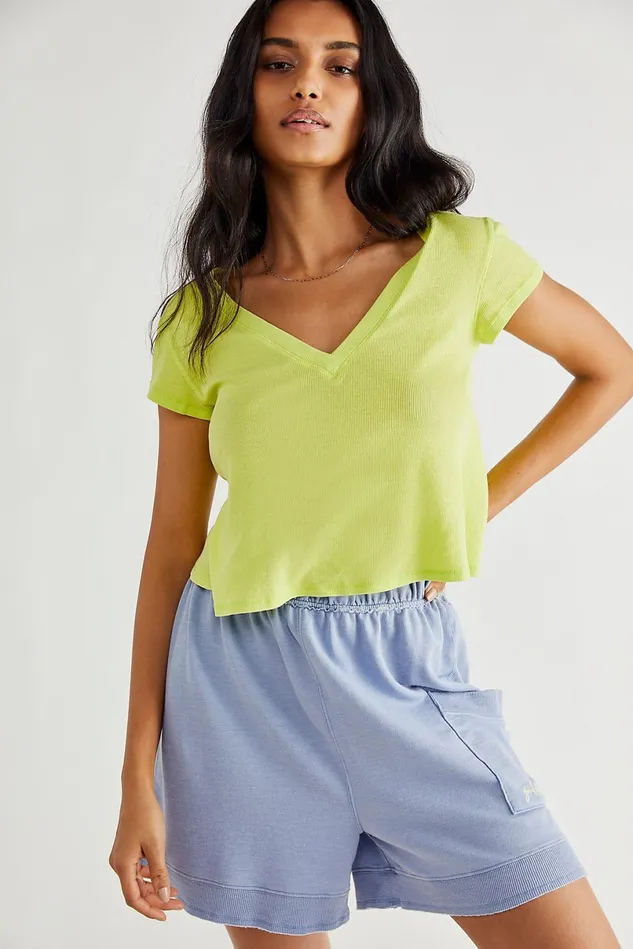 Women Loungewear Free People V Easy Tee Lime Soda