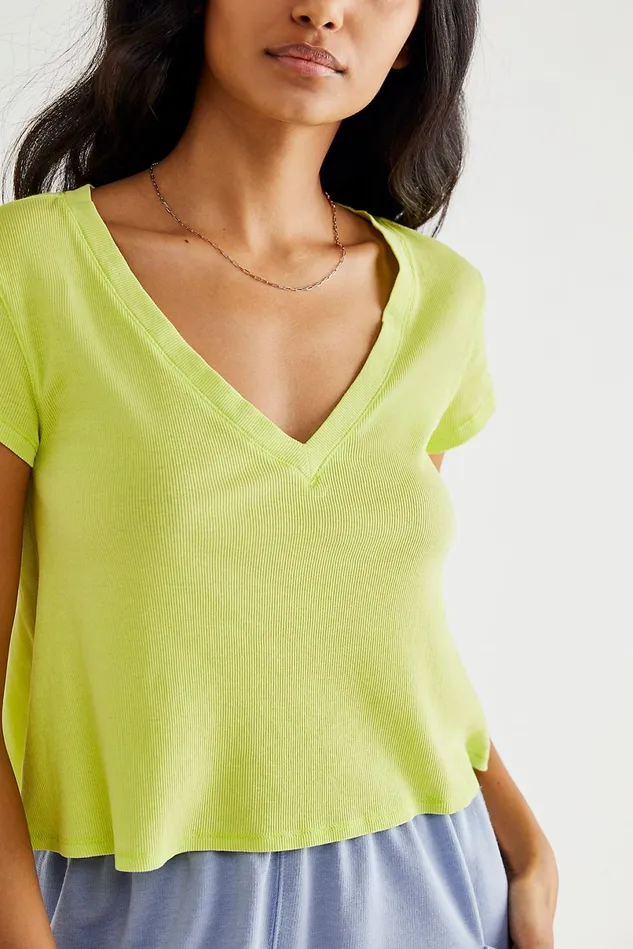 Women Loungewear Free People V Easy Tee Lime Soda