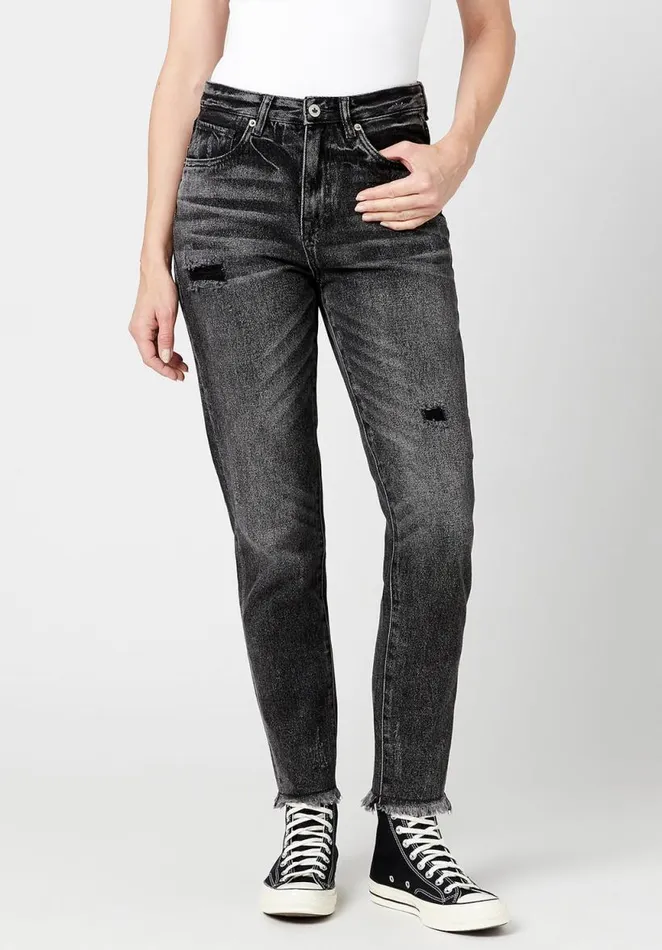 Women Margot Distressed Mom Jeans Black Buffalo David Bitton Mom Jeans Margot