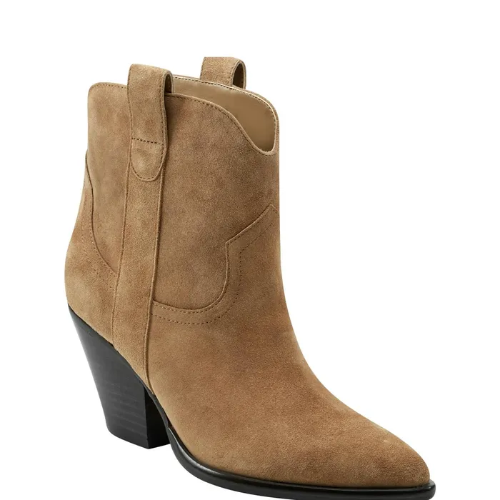 Women Marlie Western Bootie Natural Suede Marc Fisher Boots and Booties